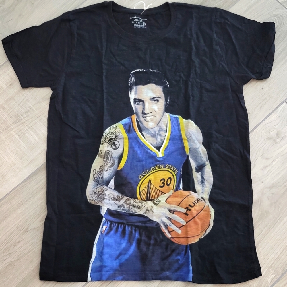 LAST ONE!🔥NWT RUDE IS COOL Black Elvis/Golden State T-Shirt XL
